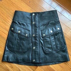 NEW Kooples Real Leather Skirt with Snaps! Black Size 2